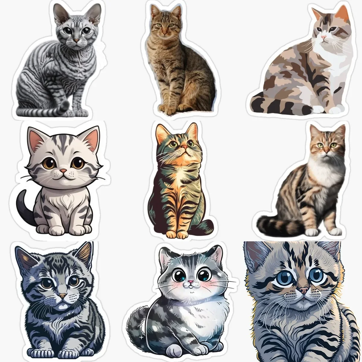 

Cute Cat American Shorthair PVC Waterproof Stickers for Decorate Car Room Wall Van Truck Window Table Decal Accessories