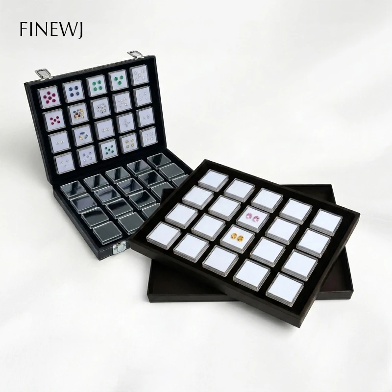 

Loose Gemstone Storage Case Diamond Stones Display Tray Gems Collection Box Organizer Portable Showcase for Exhibition Traveling