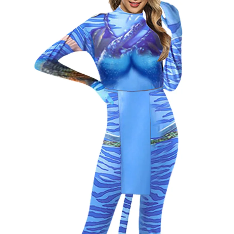 Avatar2：The Way of Water Movie Cosplay Costume Jake Sully Neytiri Kiri Children Printing Tight Jumpsuits Boy Girl Halloween Suit