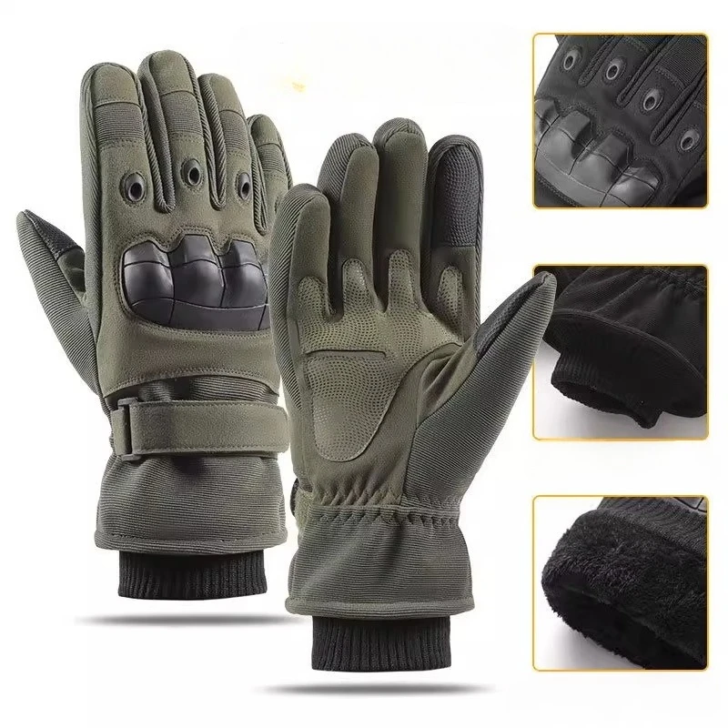 

Winter Gloves Fleece-lined Keep Warm Electric Motorcycle Plus Size Touch Screen Anti Fall Gloves Riding Windproof