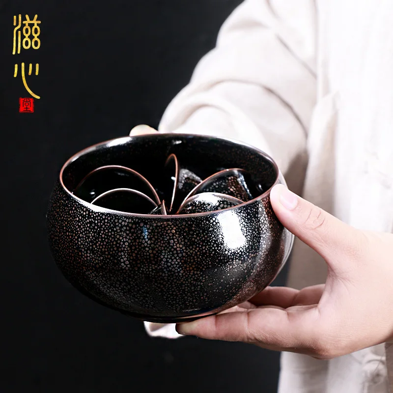 

|Zi heart hall was built one gold spot temmoku wash bowl tea wash wash cup kung fu tea tea ceremony with zero water tank