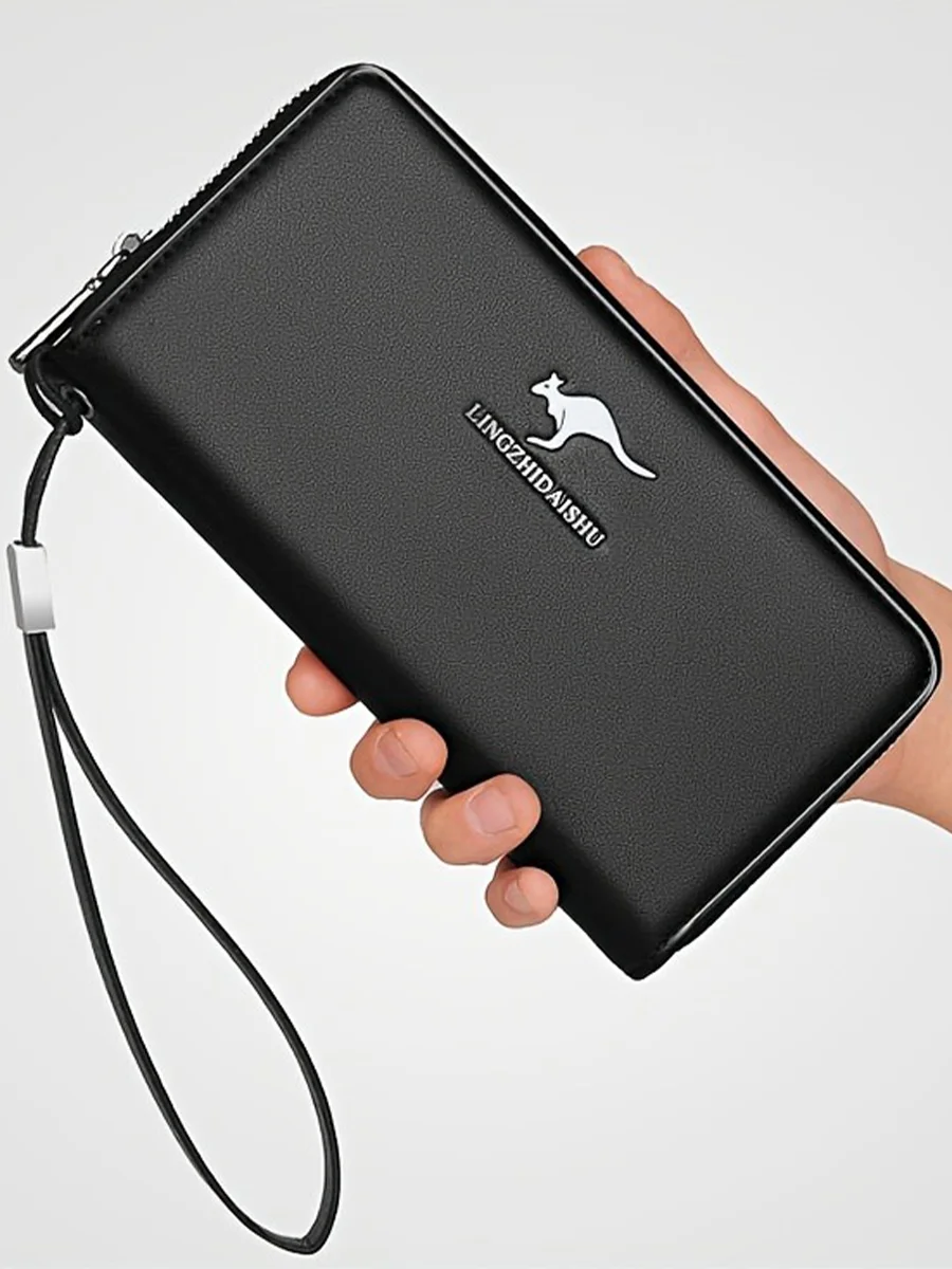 Modische Herren-Business-Geldbörse, Handtasche, Herren-Handytasche, Clutch, lange Tasche mit Reißverschluss und mehreren Kartenfächern – Detail 3