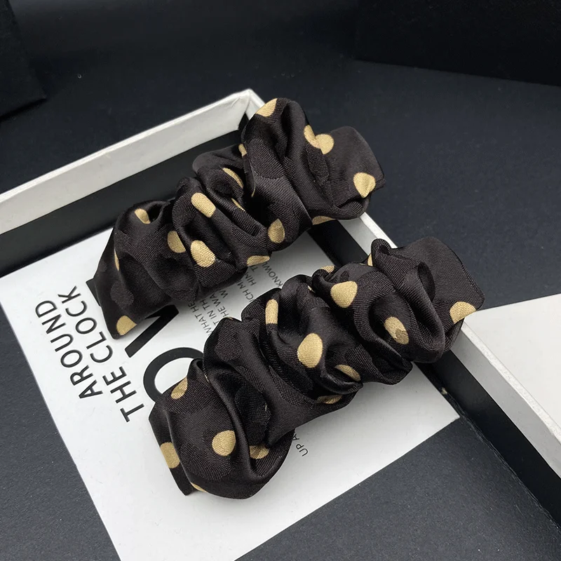 Korean satin polka dot pleated BB clip hair clip with high-end feel, with broken hair on the forehead, bangs clip on the side, h