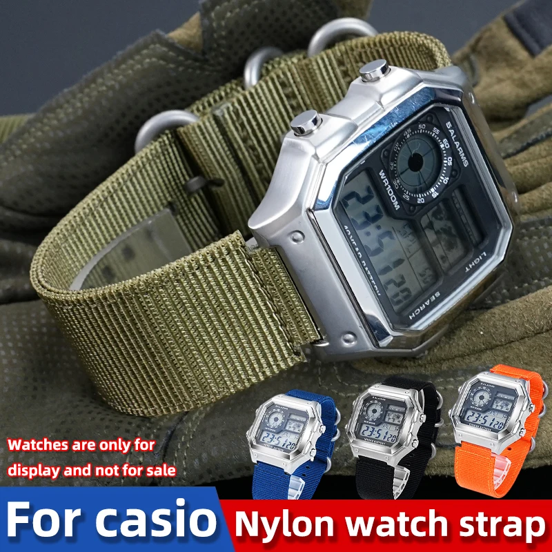Нейлоновый ремешок для часов Casio AE1200 AE1300 A158W A168 W-216H, 18 мм, с выпуклым креплением, мужской ремешок для спортивных часов на открытом воздухе.