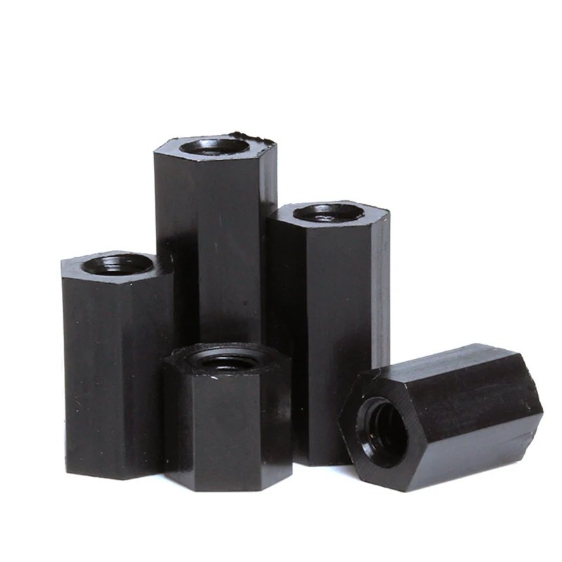 50pcs/lot M2 M2.5 M3 M4*L Black Nylon Hex Standoff Spacer Female to Female length 5~50mm