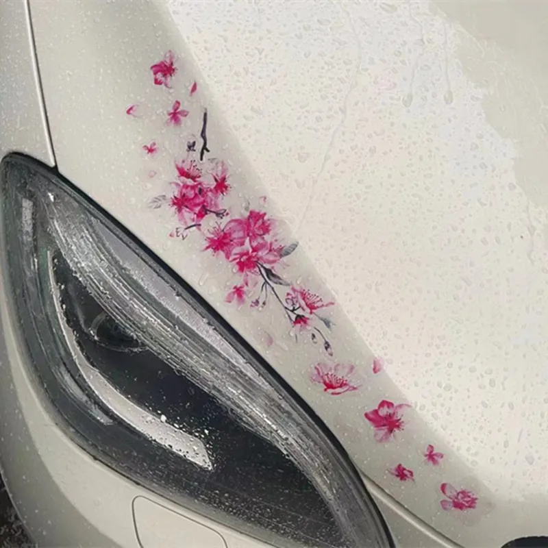 

Car Sticker Pink Cherry Blossom Vinyl Car Sticker Auto Flower Decal Windshield Windo Bumper Trim Interior Mouldings Auto Styling