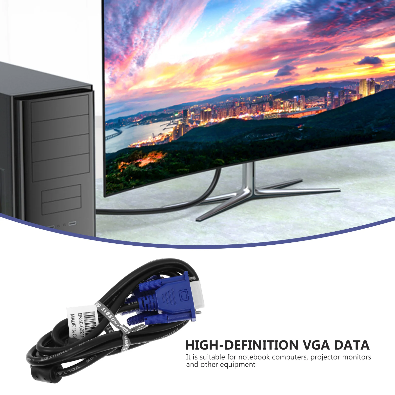 

2Pcs Vga to Vga Cable 15M Long Distance Signal Transfer for Pc Laptop Monitor Projector Screen Black Cable with Blue Connectors