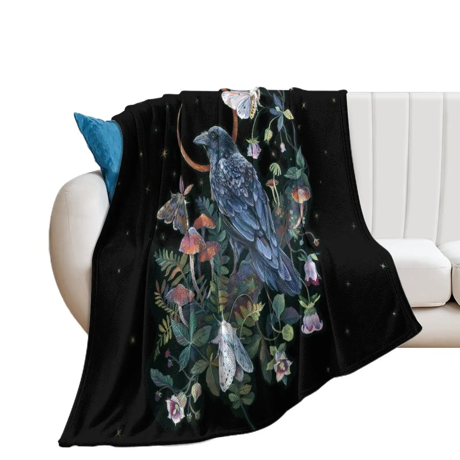 

Moon Raven Throw Blanket Vintage Luxury Throw halloween Blankets