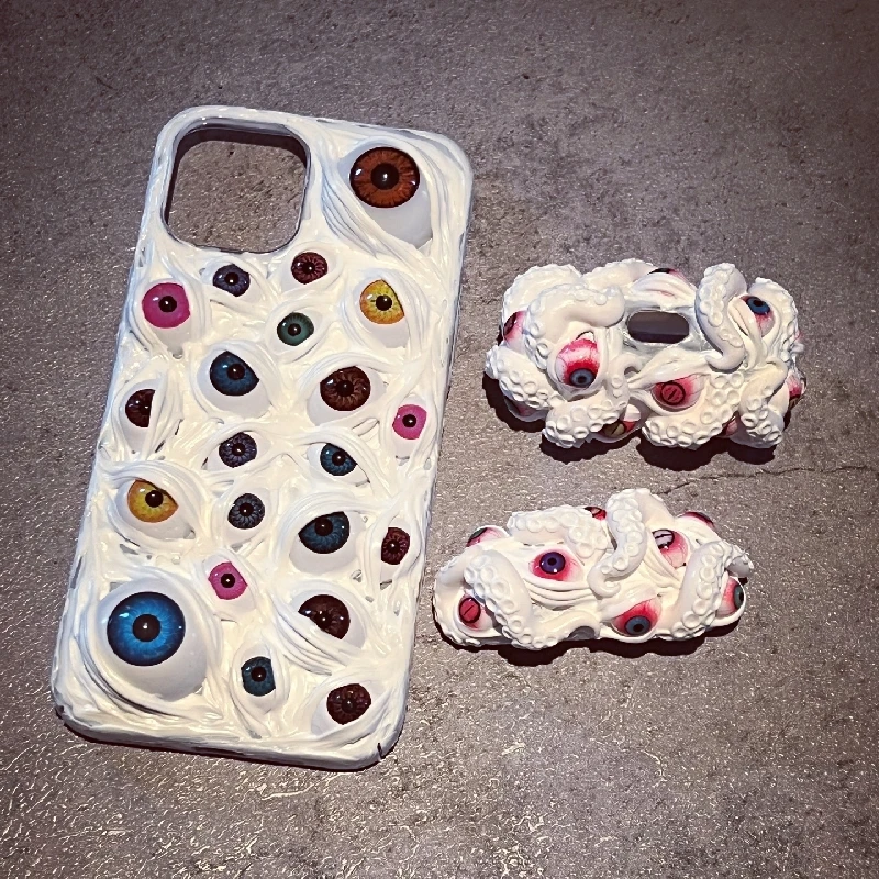 4106 Original 3D Handmade Earphone Case Cthulhu Eye Tentacle Earphone Case Mobile Phone Case Custom Christmas Halloween Gift