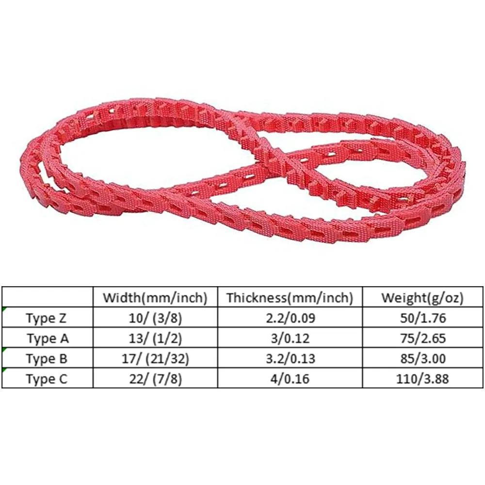Power Twist V Belt Adjustable Triangle Link Belt Polyurethane Less Noise For Lathe Table Saw Industry Construction Universal