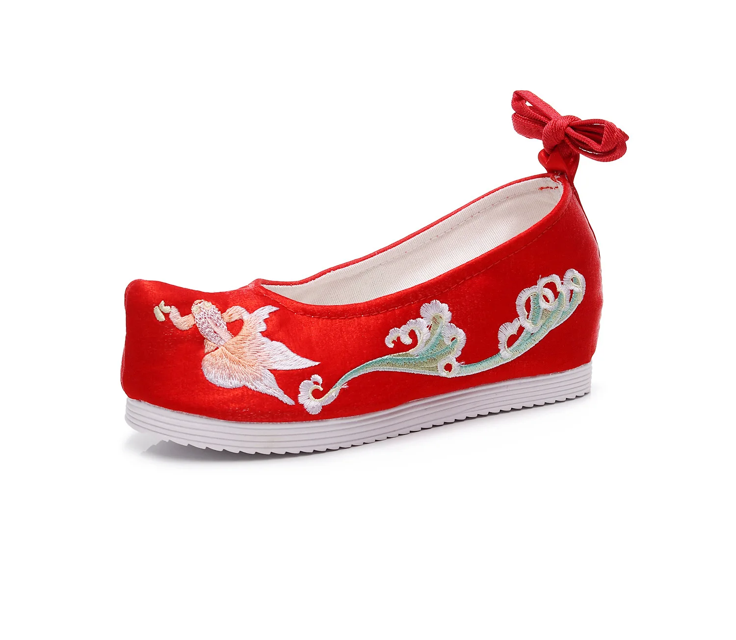 Zapatos de plataforma ocultos con correa en el tobillo para mujer, zapatos de Cosplay Hanfu cómodos bordados de estilo chino Vintage