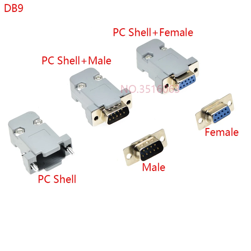 2Pcs DB9 DB15 DB25 DB37 Hole/Pin Female/Male Blue Welded Connector RS232 serial port Socket DB D-SUB Adapter 9/15/25/37pin Shell