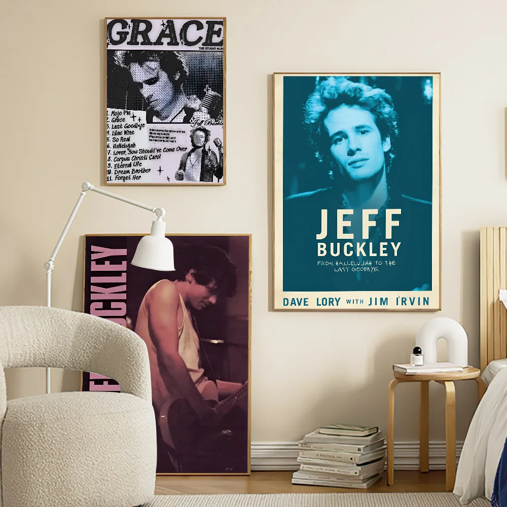 J-Jeff B-Buckley Singer Movie Sticky Posters Retro Kraft Paper Sticker DIY Room Bar Cafe Aesthetic Art Wall Painting