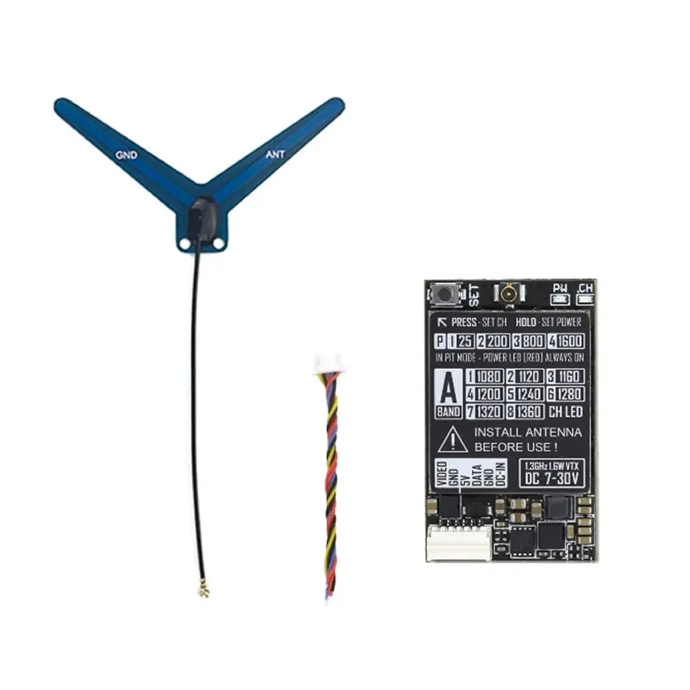 Rush 1.2G/1.3G 1.6W V1.2 VTX, transmisor de vídeo FPV analógico de 7-30V para carreras de drones, largo alcance, baja latencia, ligero