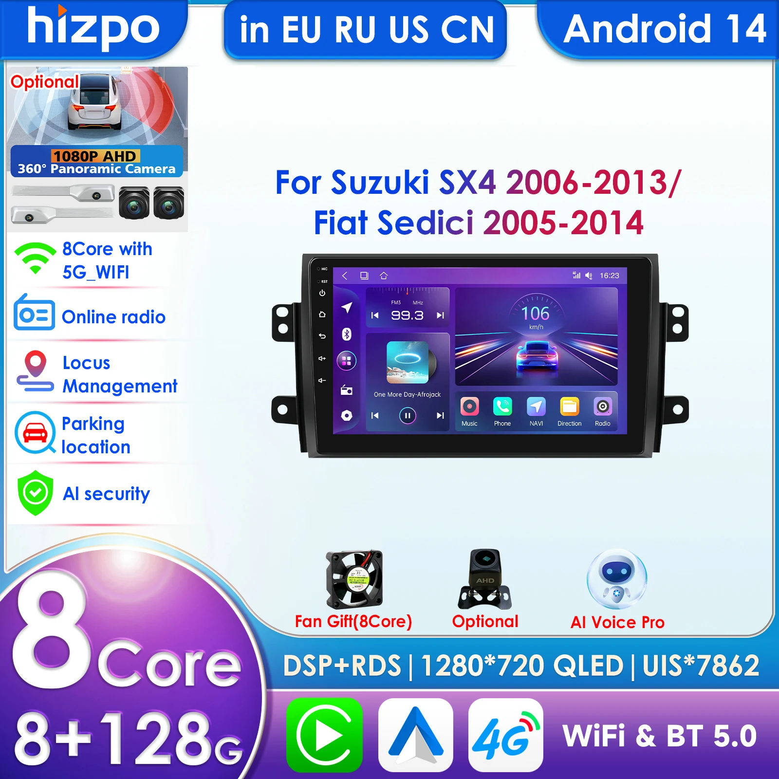

Hizpo 8Core Car Multimedia Player for Suzuki SX4 2006-2013 Fiat Sedici 2005-2014 Navigation AI GPS Autoradio Intelligent Systems