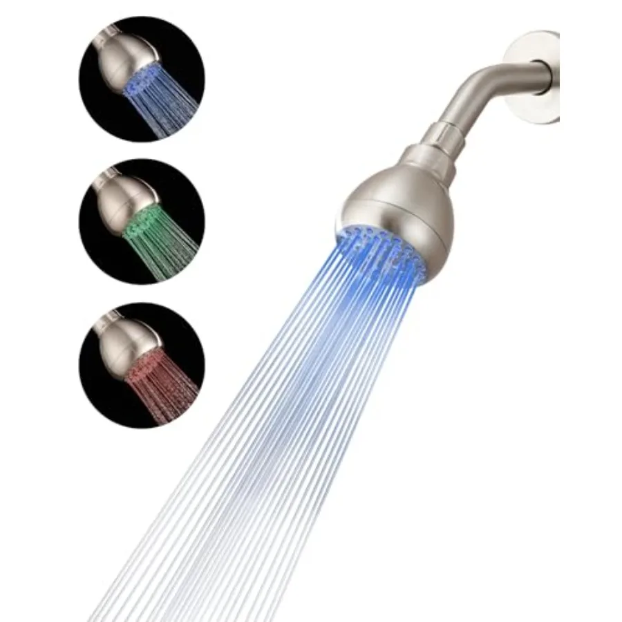 

High Pressure Led Showerhead, High Flow Shower Head with 3 Colors Light Changing, Changes Color with, Basic Showerhead with Lig
