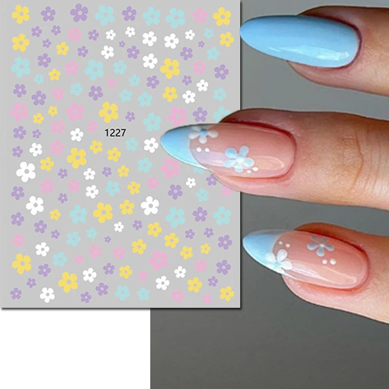 

3d Nail Art Decals Candy Colors Petals Florals Flowers Adhesive Sliders Nail Stickers Decoration For Manicure