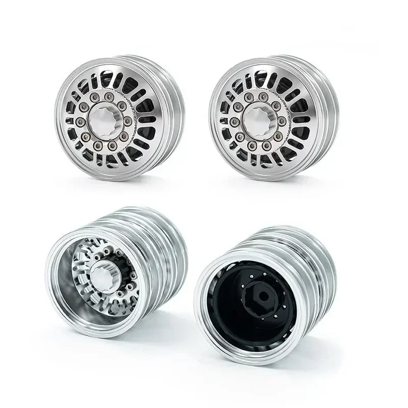 A Pair of Metal Front and Rear Narrow Wheels for 1/14 Tamiya RC Truck Trailer Tipper Scania MAN Benz Actros Volvo Car Diy Parts