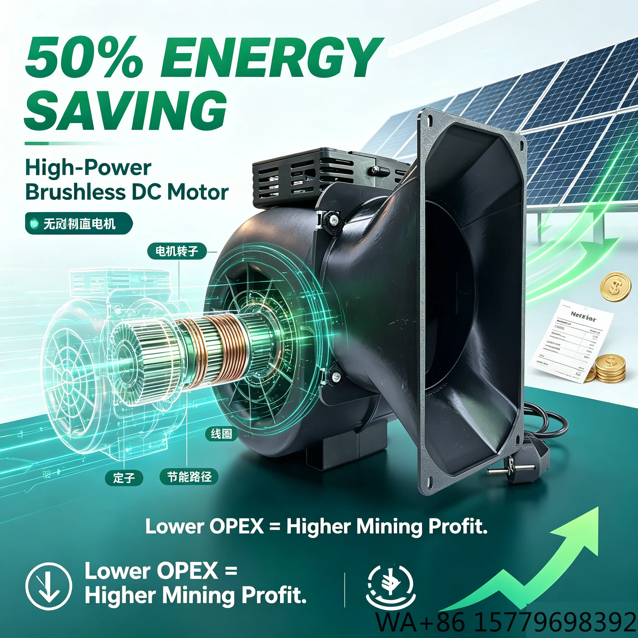 Energy Saving Brushless DC Miner Blower  Stepless Speed Regulation Silent Fan for Antminer S19 S21 L7 Z15 Whatsminer M50