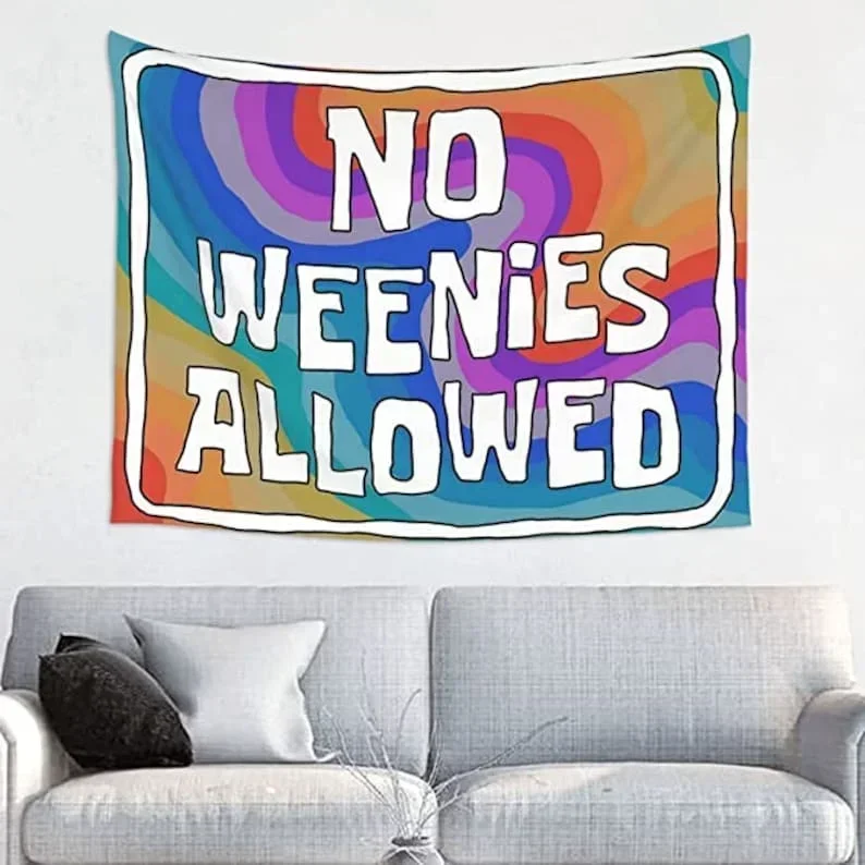 Funny Meme Tapestry Hippie Tapestry Wall Hanging No Weenies Allowed tapestries For Living room/Bedroom/College Dorm