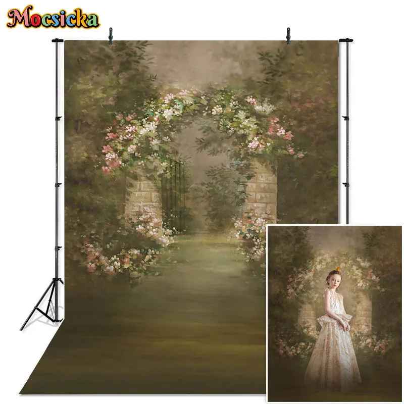 모시카 추상 꽃 사진 배경, 성인 초상화, 손으로 그린 꽃, 어린이 생일 예술 사진 배경 스튜디오