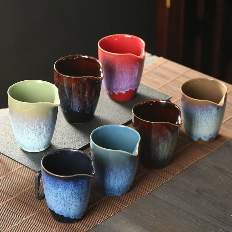 

Japanese Ceramic TeaCup Kiln Transformation Fair Cup Chahai Chinese Home Decoration Heat-resistant Kung Fu Tea Accessories New