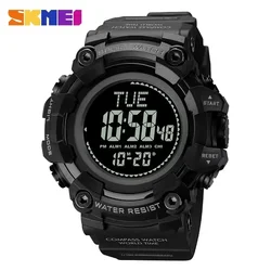 SKMEI Mens 50M Waterproof Back Light Digital Wristwatch reloj hombre Multifunctional World Time Compass Countdown Sport Watches