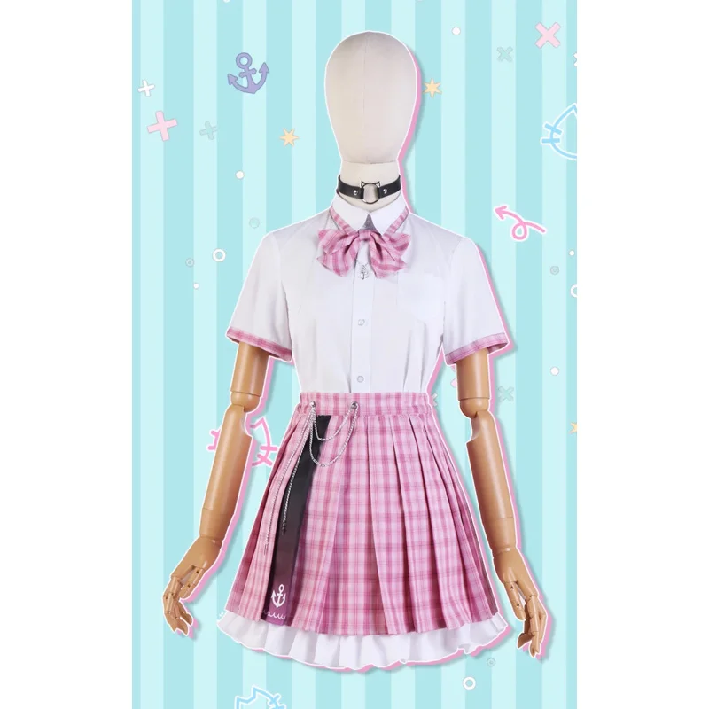 [2 Style] Vtuber Minato Aqua Cosplay Costume Women Dress Party Suit Halloween High School Uniform Lolita Maid Cosplay Scaf UY170