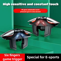 6 Finger Mobile Phone Alloy Pulse Auto Fire Game Trigger for PUBG Aim Shooter L1R1 Key Button for IOS Android Gaming Accessories