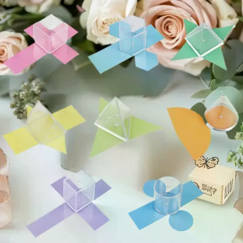 Juguete transparente de forma geométrica 3D de 8 piezas, ayuda de aprendizaje visual, juego de juguetes educativos de matemáticas Montessori