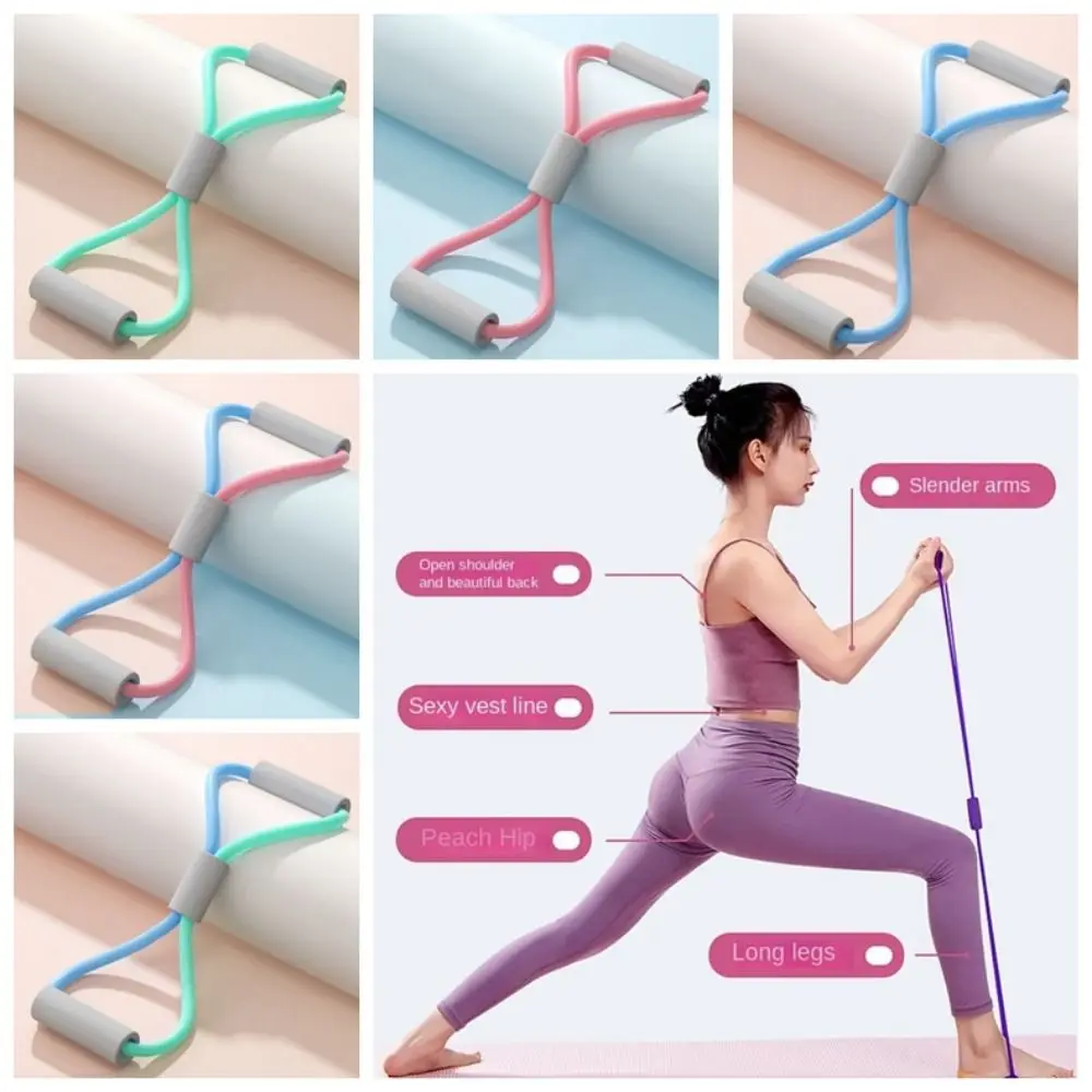 

Tensile Tape Yoga Resistance Band 8 Shape Chest Expander Fitness Resistance Bands Solid Color TPE Pull Rope Band