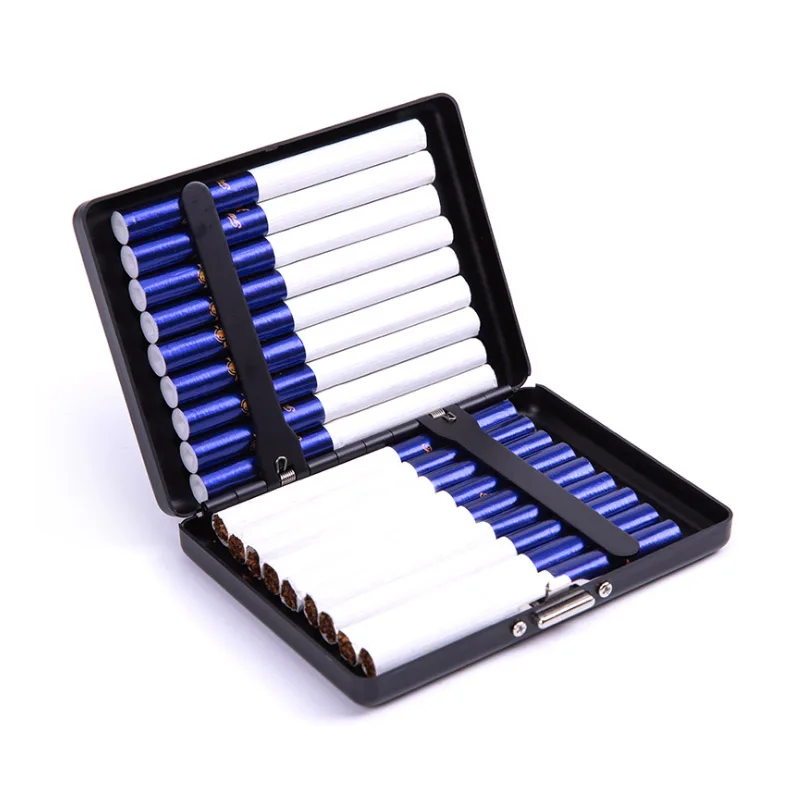 18 -Sticks Aluminum Alloy Cigarette Case Smoking Box Two Clip Tobacco Holder Pocket Box Storage Smoking Accessory