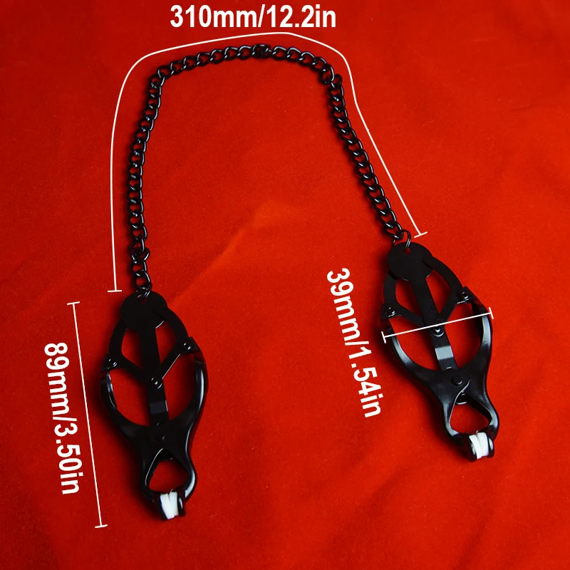 BDSM Nipple Clamps with Chain,Clover Nipples Clips Rubber-padded Tips,Sex Toy for Couples,SM Adult Games,Breast Clit Stimulation - view 6