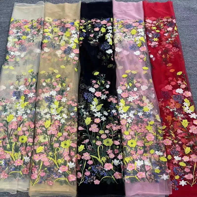 

5 Yard Designer Sewing Plant Pattern Multi-Color Embroidery Applique Embroidered Women's Skirt Shirt Dress and Cheongsam Lining
