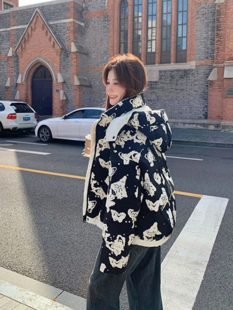 Women's Clothing High-end Plus Size Down Jacket Winter Warm New Hooded Loose White Duck Down Outerwear Quilted Pockets Coats
