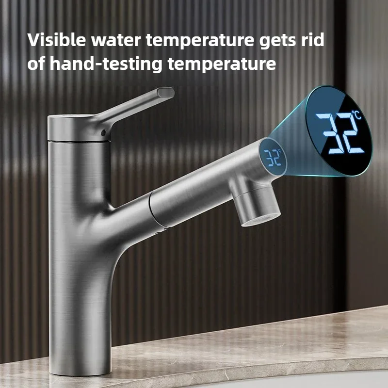 

Bathroom, hot and cold water wash basin, faucet, washbasin, all copper gun ash faucet