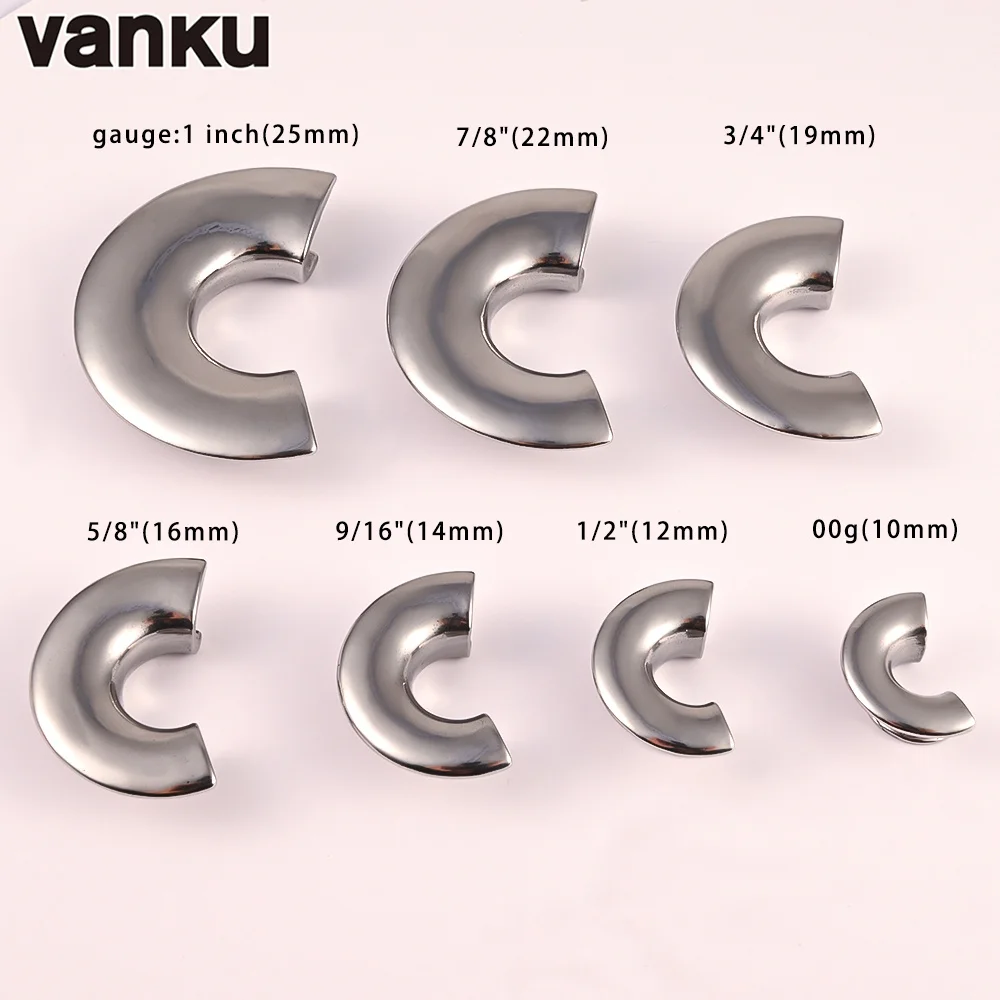 Vanku 2PCS Hypoallergenic Stainless Steel Plugs Ear Gauges Weights Tunnels Piercing Expander Stretchers Fashion Body Jewelry