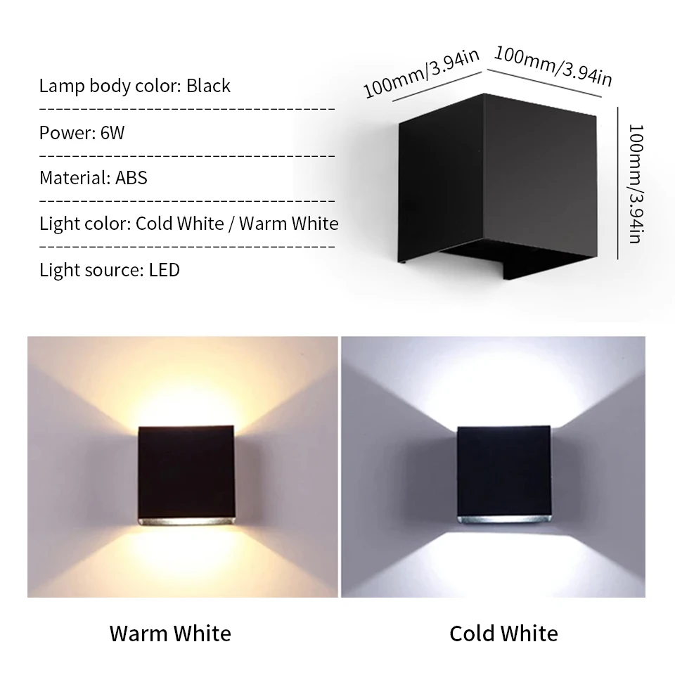 Imagem -02 - Superfície Ajustável Montado Cubo Led Lâmpada de Parede Lâmpada Moderna Branco Frio Branco Quente Interior Exterior Jardim Varanda ac 110v 220v 6w