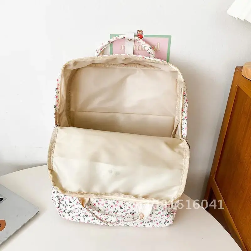 Sac à Dos Polyvalent Personnalisable et Artistique, Petit Cartable à Fleurs Fragmentées de Style Académie Japonaise pour Étudiante