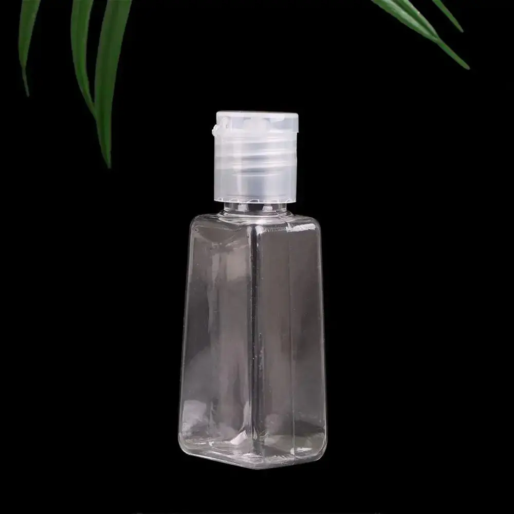 10 Uds nuevas botellas trapezoidales de desinfectante de manos transparentes con tapa Filp botella recargable 30/60ml contenedor dispensador de plástico