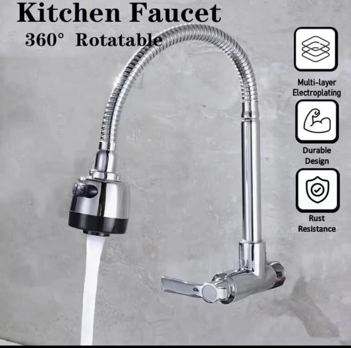 

1-Piece Kitchen Countertop Faucet, Kitchen Sink Faucet, Stainless Steel Sink Faucet for Balcony and Bathroom, a Must-Have Practical Faucet for Home Use, Suitable for Various Scenarios
