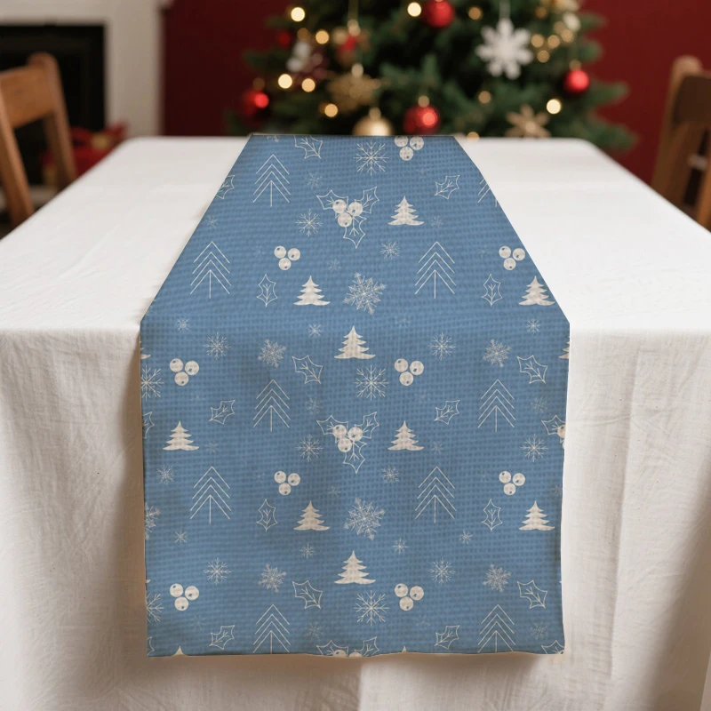 

Christmas table runners blue winter Table decoration and accessories for Festival home decor party for Xmas tablecloth