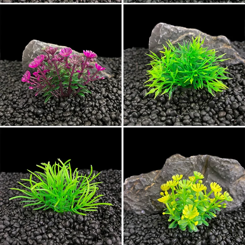 1pc Mini Simulation Artificial Plants Aquarium Water Weeds Ornament Green Aquatic Grass Plant Fish Tank Underwater Landscapes