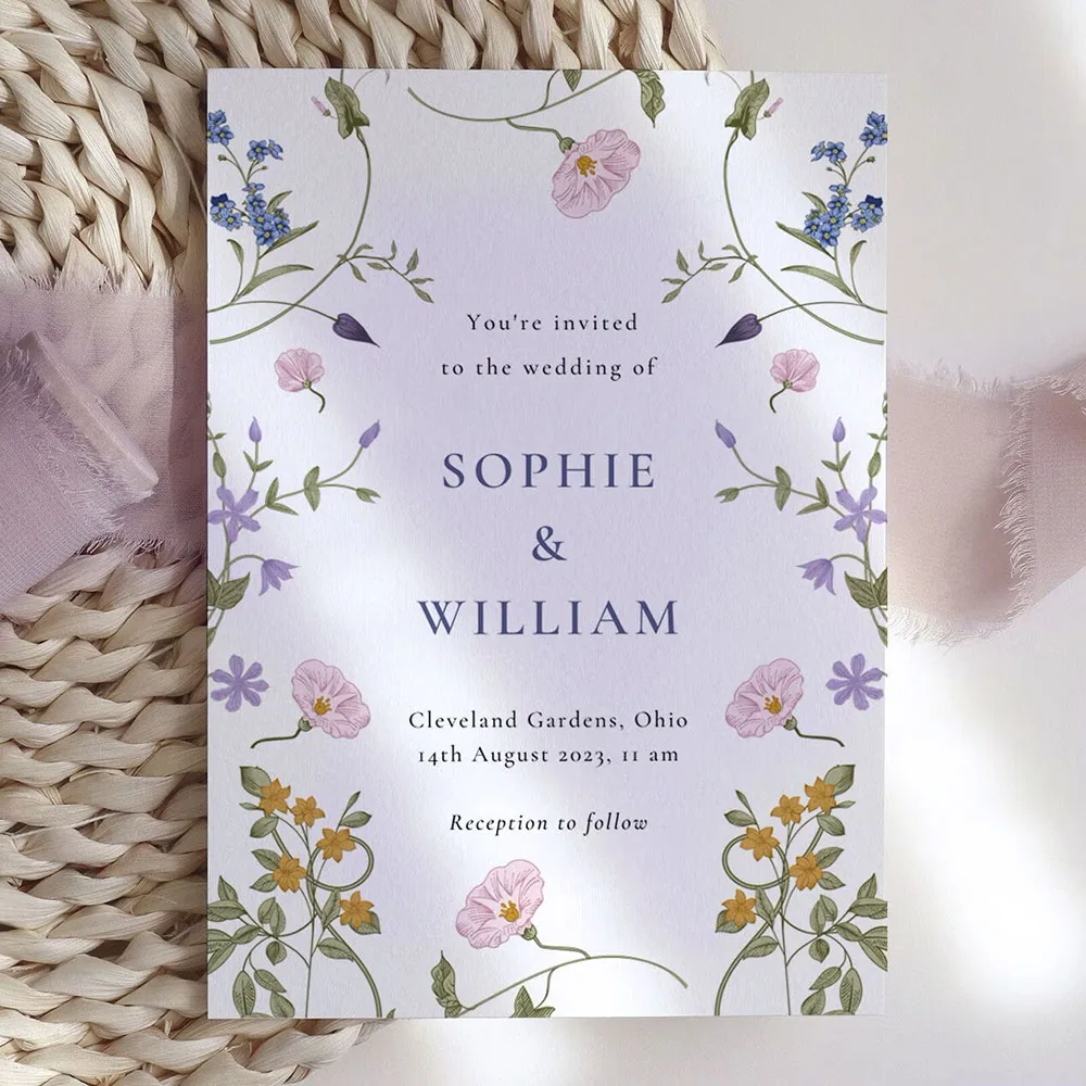 Personalized Boho Wildflower Invitation Wedding Favors Customization Floral Greeting Cards Text Custom Minimalist invitations