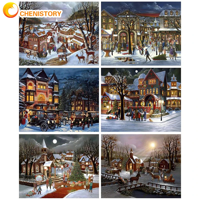 

CHENISTORY DIY Painting By Numbers Kits With Frame For Adults Oil Street Pictures By Numbers Acrylic Paint Set HandPainted