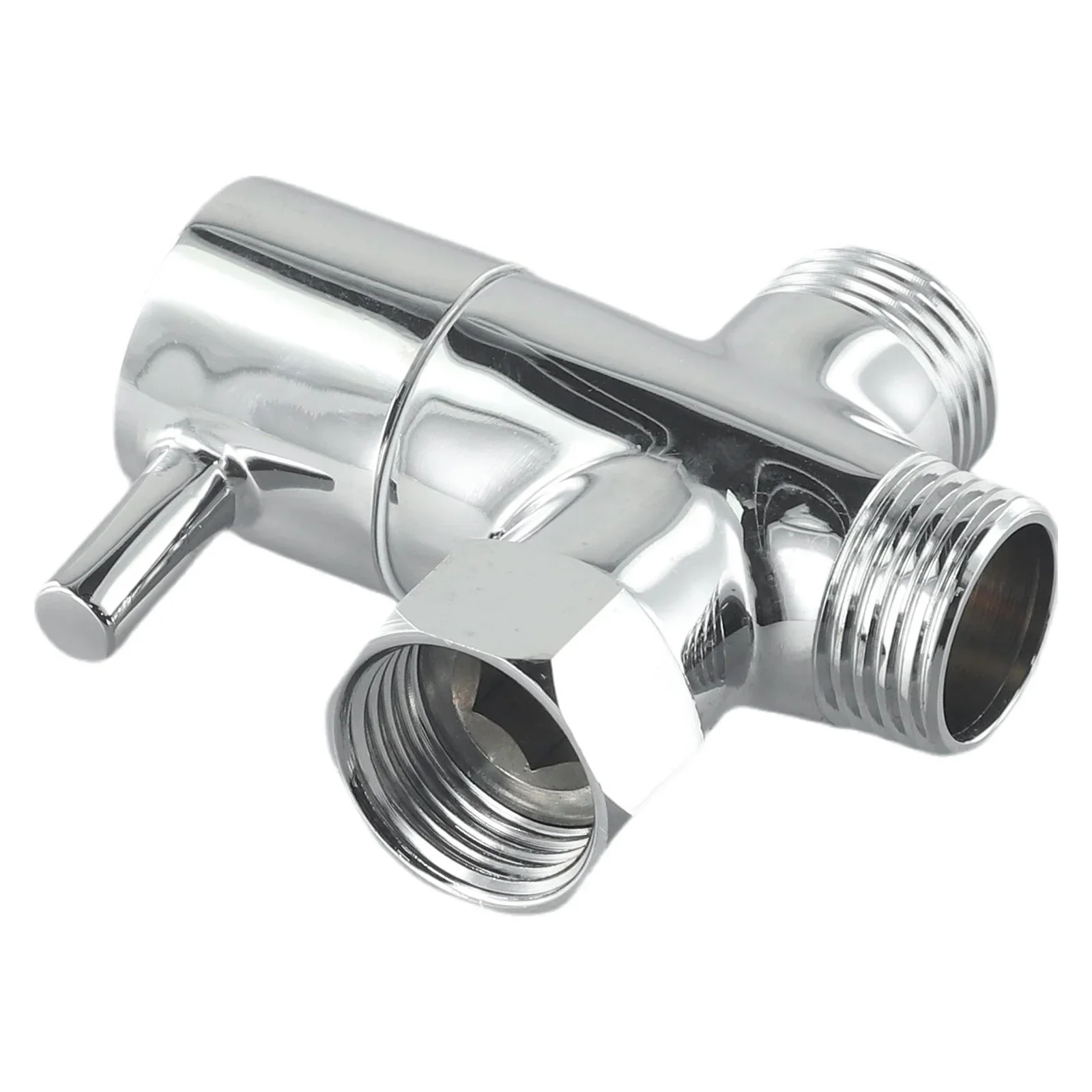 Pipe Adapter Reducer Water Hose G1/2in Three-way Diverter Valve T-shaped Adapter Converter Chrome For Shower Head Splitter Valve