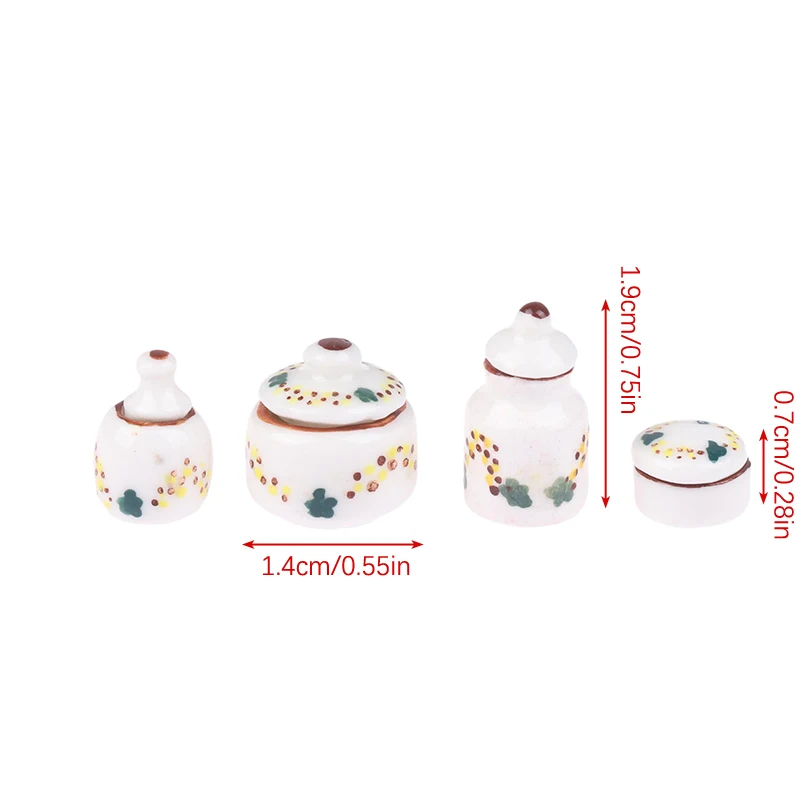 1Set 1:12 Dollhouse Miniature Ceramic Can Seasoning Can Storage Jar Kitchen Model Decor Toy Doll House Accessories