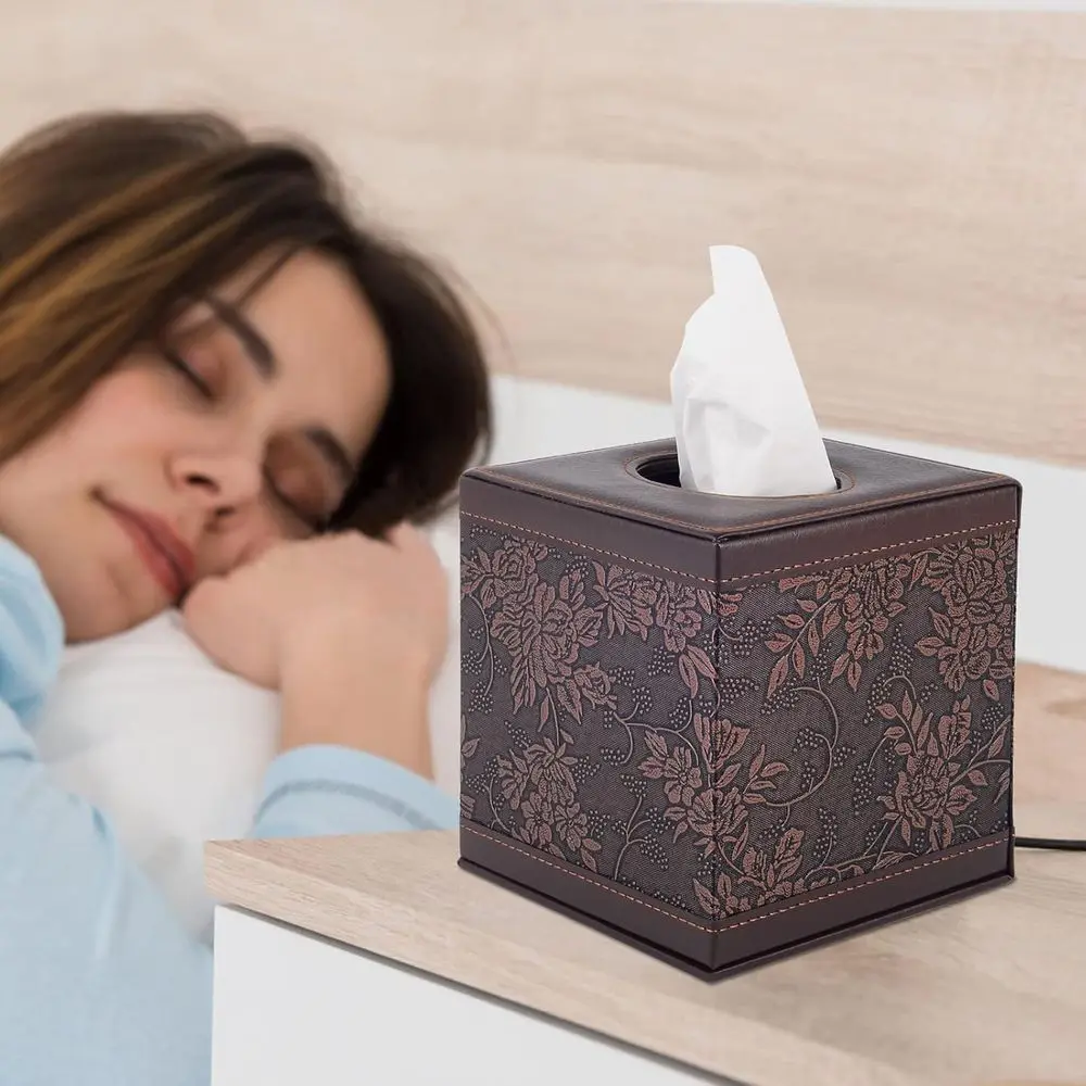 Tissue Box Cover Square Leather Tissue Box Holder Napkin Facial Paper Organizer Bottom with Magnet Reinforcement Home Hotel Rest - view 4