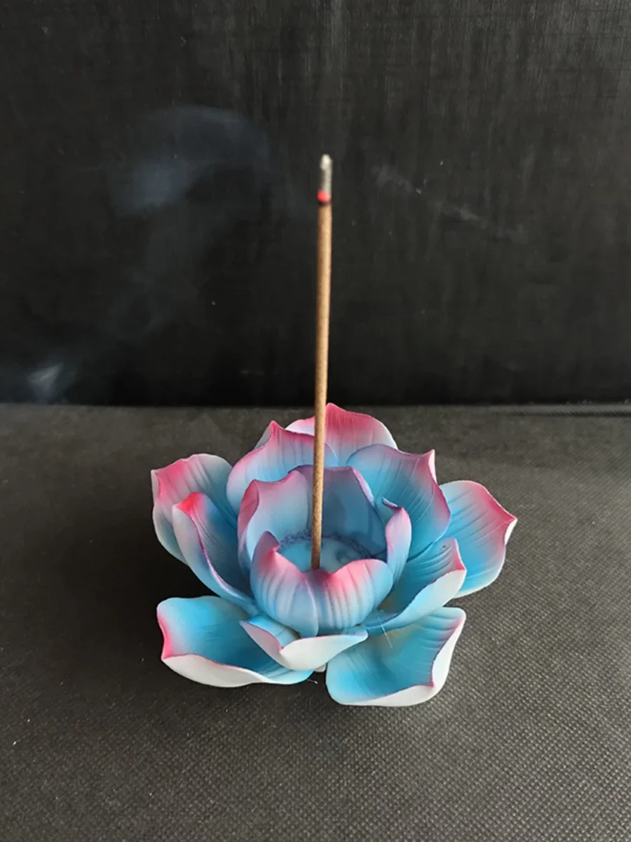 Y White Lotus Incense Burner Ceramic Handmade Stick Incense Holder Sandalwood Incense Base Buddhist Supplies Home Decoration
