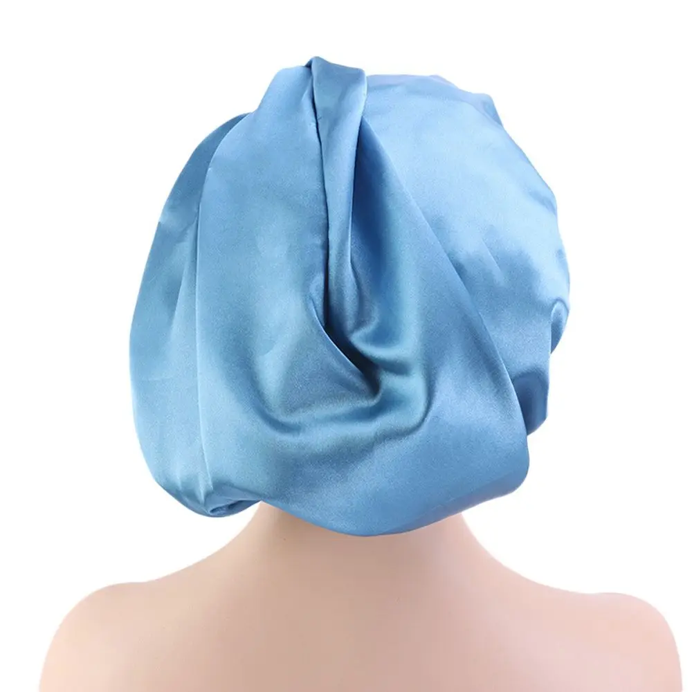 

Elegant Vintage Bathing For Girls Headwear Long Korean Night Turban Silky Satin Bonnet Satin Beanies Women Sleeping Cap